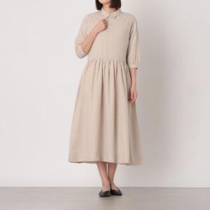 オイチ oichii ギャザー切替ワンピース シャツワンピース （ナチュラル）
