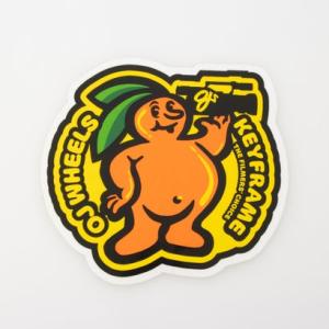 オージェー ウィール OJ WHEELS KEYFRAME CLEAR MYLAR STICKER 4IN×3.75IN （イエロー×オレンジ）