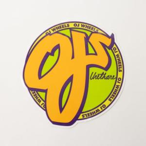 オージェー ウィール OJ WHEELS STANDARD CLEAR MYLAR STICKER 6IN×6.5IN （グリーン×オレンジ）