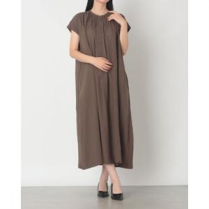 オムネス OMNES 綾織ボイル 丸ヨークワンピース （カーキ）