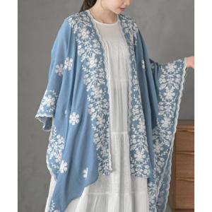 アールピーエス rps 刺繍ストールポンチョ （ブルー）