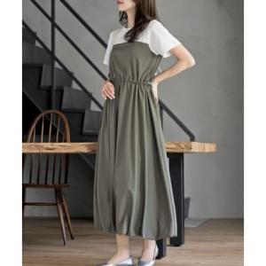 アールピーエス rps カットレイヤー風ドッキングバルーンワンピース （カーキ）