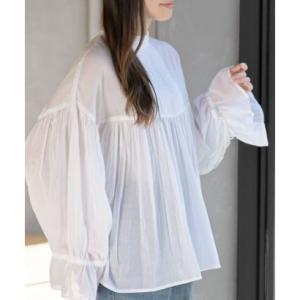 アールピーエス rps コットンボイルフリルネックピンタックブラウス （オフホワイト）