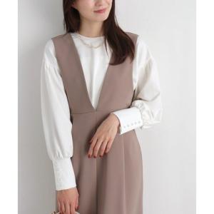 選べるデザイン袖ボタンボリュームスリーブカットソー【パールボタン】 （オフホワイト）