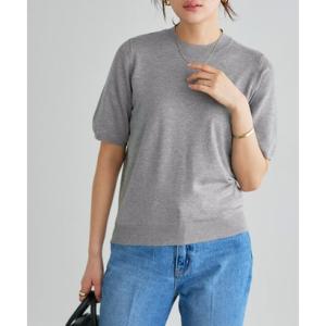 ウォッシャブル半袖ニット （杢グレー）