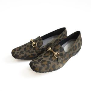 ポインター pointer 【本革】ビット付きローファー レディース 靴 黒 日本製 ローファー 革 国産 4E PO5807 （カーキヒョウ）