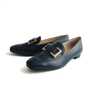 ポインター pointer 【本革】ローファー レディース 日本製 靴 牛革 黒 楽ちん 3E PO5566 （ダークネイビー）