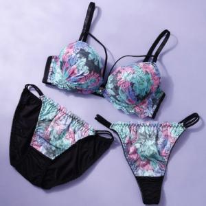 パリーゼ Palissee 【3点セット】ビビッドフラワーマカロニコード ブラ＆ショーツ＋Tバック  （グリーン）【交換・返品不可】