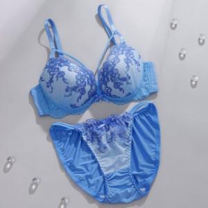 パリーゼ Palissee レディアントフラワーレース3/4モールドカップブラ＆ショーツ【返品不可商品】 （ブルー）