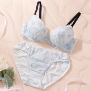 パリーゼ Palissee フラワーガーデン ブラ＆ショーツ ナイスフィットシリーズ （サックス）【交換・返品不可】