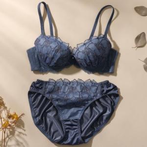 パリーゼ Palissee アザレアラメレース3/4カップブラ＆ショーツ【返品不可商品】 （ブルー）