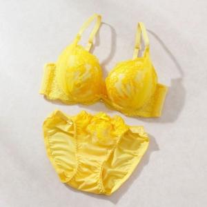 パリーゼ Palissee サイドチュールレーシー3/4モールドカップブラ＆ショーツ【返品不可商品】 （イエロー）