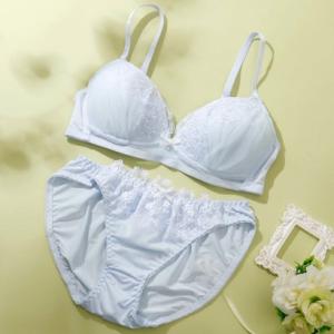 パリーゼ Palissee フラワーチュール ノンワイヤーブラ＆ショーツ【返品不可商品】 （サックス）