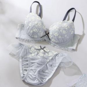 パリーゼ Palissee 【EFカップ】フラワーアンジュ3/4カップブラ＆ショーツ 【返品不可商品】 （グレー）