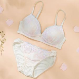 パリーゼ Palissee フラワープリント ノンワイヤーブラ＆ショーツ【返品不可商品】 （アイボリー）