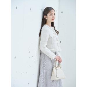 トッコクローゼット tocco closet ゴールド釦フリンジミックスツイードジャケット （アイボリー）