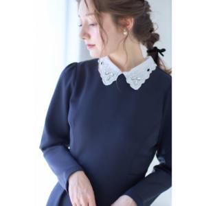 トッコクローゼット tocco closet 2WAYビジュー×レース襟付きダンボールワンピース