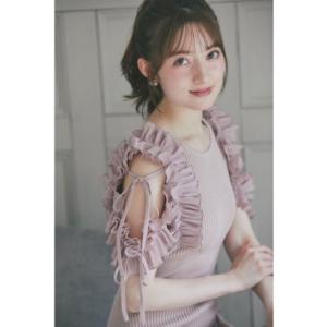 トッコクローゼット tocco closet リボン付きシフォンプリーツフリル切り替えリブニットワンピース