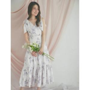 トッコクローゼット tocco closet 5秒で仕上がる夏の主役服♪肩リボン付きハシゴレースティアード切り替えカシュクールワンピース