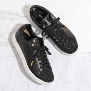 ☆+diana プラスダイアナ/パールビジュー付きリボンスニーカー 黒24.5☆ diana（プラスダイアナ） スニーカー パールビジュー付きリボン