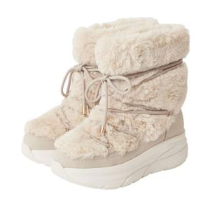 プラスダイアナ ＋diana 【軽量】エコファーショートブーツ （ベージュファー）