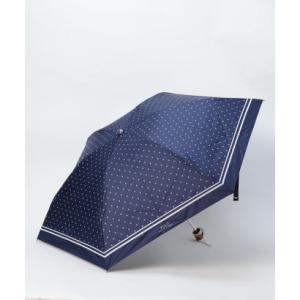 晴雨兼用日傘 ドット×グログラン 遮光 遮熱 UV 折りたたみ傘 （ディープブルー）