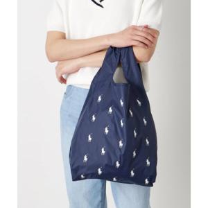 レインバッグ ポロポニー 総柄 ロゴ ポケッタブル ユニセックス （ネイビーブルー）