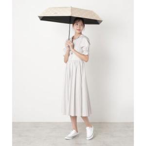 【遮光雨傘】晴雨兼用折りたたみ傘 ロゴ ワンポイント 花柄 遮熱 UV 軽量 （ベージュ）