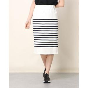 ポンパドール POMPADOUR USA Cotton Border Skirt （White/Navy）｜locondo-shopping