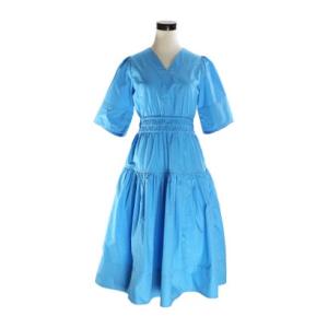プロデュイ パルフェ PRODUIT PARFAIT Vネックボリュームスリーブワンピース （BLUE）