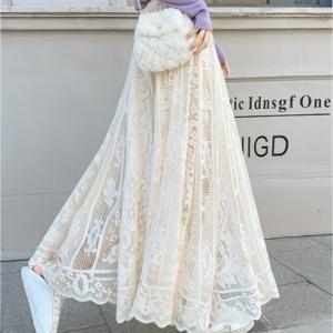 プライベートビーチ privatebeach ボリュームレースロングスカート （ベージュ）