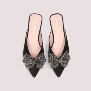 プリティ・バレリーナ Pretty Ballerinas YVETTE suede rhinestone ribbon mules（イヴェット スエー