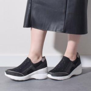 ラウンドアバウト Round About ヒールアップスリッポンスニーカー （ブラックコンビ）