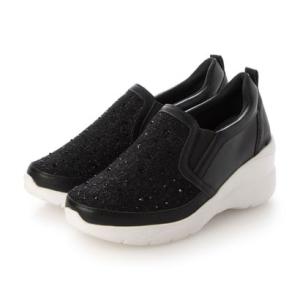 ラウンドアバウト Round About スリッポンヒールスニーカー （ブラックコンビ）