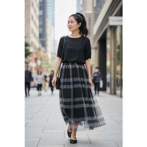 リバース プラス Re:Birth＋ チュールレース使いチェックスカート （ブラック）