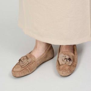 リズ ラフィーネ Riz raffinee グログランリボンモカシン （キャメルスエード）