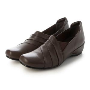 ラクチン コンフォート Rakuchine comfort 折り返しデザインスリッポンシューズ （ダークブラウン）