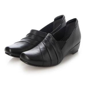 ラクチン コンフォート Rakuchine comfort 折り返しデザインスリッポンシューズ （ブラック）