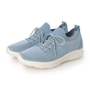 ロベルトモレッティ Roberto Moretti ラインストーン フライニットレースアップスニーカー （ライトブルー）