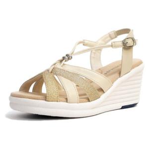 リフレッシュウォーク REFRESH WALK リフレッシュ ウォーク バックストラップ サンダル レディース 軽い 3E ウエッジソール グリッター
