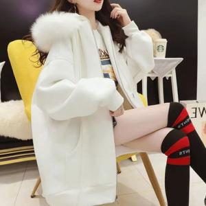 ロディック Rodic ボアブルゾン レディース ボアジャケット  パーカー オーバーサイズ ファー付きジップアップパーカー ブルゾン （ホワイト）