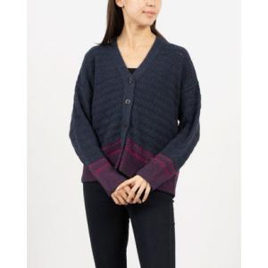 リナシメント RINASCIMENTO クロッシェバイカラーカーディガン （var.Blu Navy）の商品画像