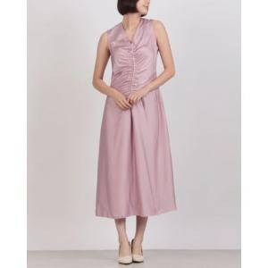 リナシメント RINASCIMENTO センターシャーリングサテンロングワンピース （Rosa Malva）