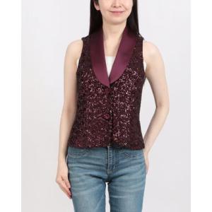 リナシメント RINASCIMENTO スパンコールテーラードベスト （Bordeaux Rosso）