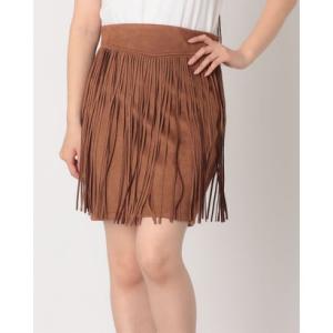 リナシメント RINASCIMENTO ピーチスエードフリンジスカート （Cammello Beige）