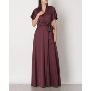 リナシメント RINASCIMENTO サテンカシュクールマキシOP （Bordeaux Rosso）