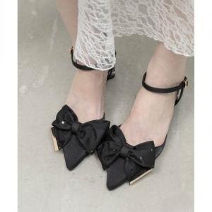 ランダ RANDA 【Heart Collection】ハートスパンコールアンクルストラップパンプス （BLACK）