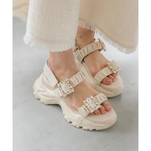 RANDA サンダル ビジュー×ギャザーベルトスポーツサンダル レディース