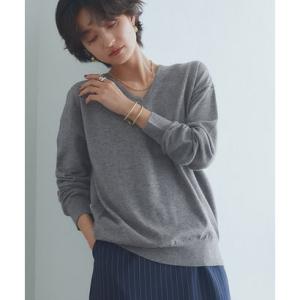 ラス RASW ビスコースVネックルーズニット （杢チャコール）