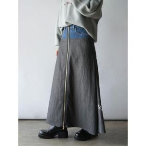 ラディエイト RADIATE リメイクタッチZIP＆サイドタックフレアースカート （ダークグレー）